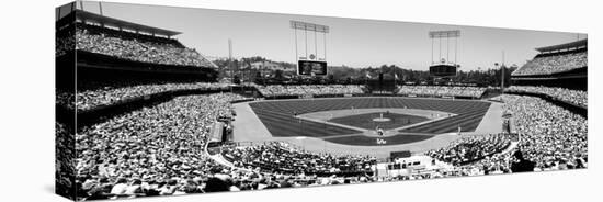 High Angle View of Spectators Watching a Baseball Match, Dodgers Vs. Yankees, Dodger Stadium-null-Stretched Canvas