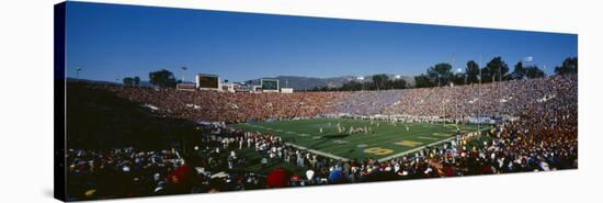 High Angle View of Spectators Watching a Football Match in a Stadium, Rose Bowl Stadium-null-Stretched Canvas