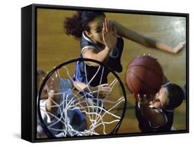 High Angle View of Teenage Girls Playing Basketball-null-Framed Stretched Canvas