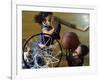 High Angle View of Teenage Girls Playing Basketball-null-Framed Photographic Print