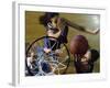 High Angle View of Teenage Girls Playing Basketball-null-Framed Photographic Print