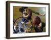 High Angle View of Teenage Girls Playing Basketball-null-Framed Photographic Print