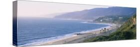 High Angle View of the Beach, Malibu, Pacific Palisades, Santa Monica Bay, California, USA-null-Stretched Canvas