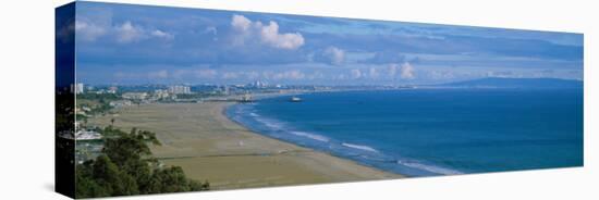 High Angle View of the Beach, Santa Monica, California, USA-null-Stretched Canvas