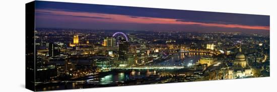 High Angle View of the City Lit Up at Dusk from Tower 42, London, England-null-Stretched Canvas