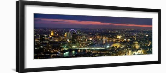 High Angle View of the City Lit Up at Dusk from Tower 42, London, England-null-Framed Photographic Print