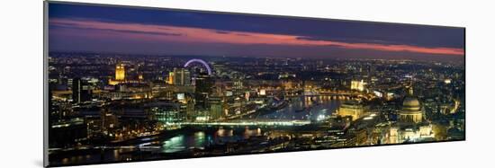 High Angle View of the City Lit Up at Dusk from Tower 42, London, England-null-Mounted Photographic Print