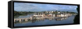 High Angle View of the Medieval Town at the Waterfront, St. Goustan, Auray, Gulf of Morbihan-null-Framed Stretched Canvas