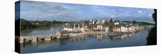 High Angle View of the Medieval Town at the Waterfront, St. Goustan, Auray, Gulf of Morbihan-null-Stretched Canvas