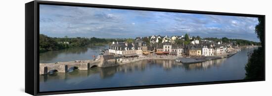 High Angle View of the Medieval Town at the Waterfront, St. Goustan, Auray, Gulf of Morbihan-null-Framed Stretched Canvas