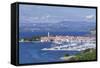 High Angle View of the Old Town and the Harbour of Izola, Primorska, Istria, Slovenia, Europe-Markus Lange-Framed Stretched Canvas