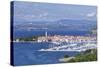 High Angle View of the Old Town and the Harbour of Izola, Primorska, Istria, Slovenia, Europe-Markus Lange-Stretched Canvas