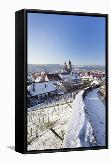 High Angle View of the Old Town of Esslingen in Winter, Baden Wurttemberg, Germany, Europe-Markus Lange-Framed Stretched Canvas