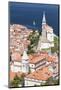 High Angle View of the Old Town with the Cathedral of St. George, Piran, Istria, Slovenia, Europe-Markus Lange-Mounted Photographic Print