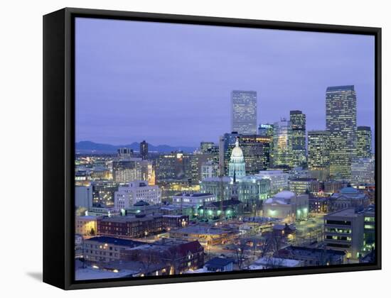 High Angle View of the State Capitol Building and Downtown, Denver, Colorado, USA-null-Framed Stretched Canvas