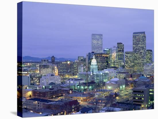 High Angle View of the State Capitol Building and Downtown, Denver, Colorado, USA-null-Stretched Canvas