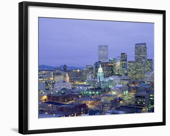 High Angle View of the State Capitol Building and Downtown, Denver, Colorado, USA-null-Framed Photographic Print