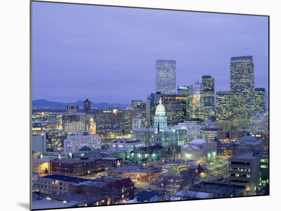 High Angle View of the State Capitol Building and Downtown, Denver, Colorado, USA-null-Mounted Photographic Print