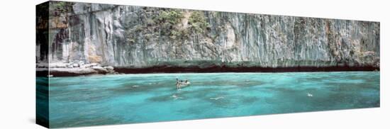 High Angle View of Three People Snorkeling, Phi Phi Islands, Thailand-null-Stretched Canvas