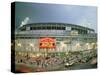 High Angle View of Tourists Outside a Baseball Stadium Opening Night, Wrigley Field, Chicago-null-Stretched Canvas