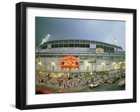 High Angle View of Tourists Outside a Baseball Stadium Opening Night, Wrigley Field, Chicago-null-Framed Photographic Print