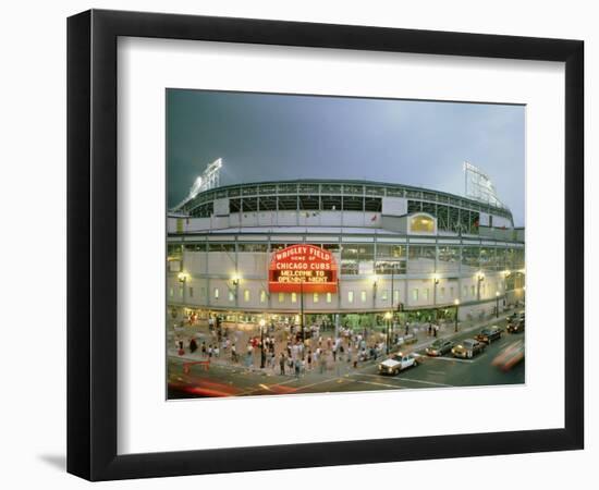 High Angle View of Tourists Outside a Baseball Stadium Opening Night, Wrigley Field, Chicago-null-Framed Photographic Print