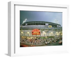 High Angle View of Tourists Outside a Baseball Stadium Opening Night, Wrigley Field, Chicago-null-Framed Photographic Print