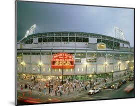 High Angle View of Tourists Outside a Baseball Stadium Opening Night, Wrigley Field, Chicago-null-Mounted Photographic Print
