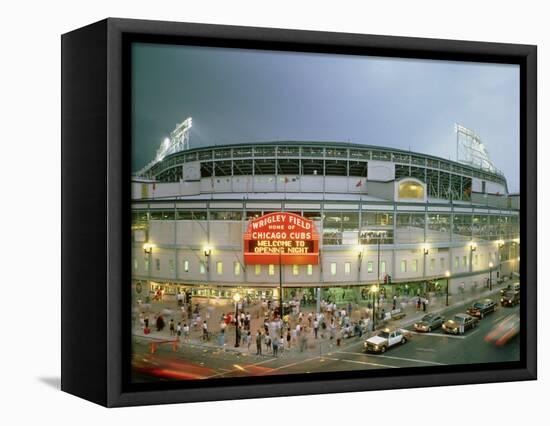High Angle View of Tourists Outside a Baseball Stadium Opening Night, Wrigley Field, Chicago-null-Framed Stretched Canvas