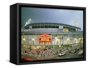 High Angle View of Tourists Outside a Baseball Stadium Opening Night, Wrigley Field, Chicago-null-Framed Stretched Canvas