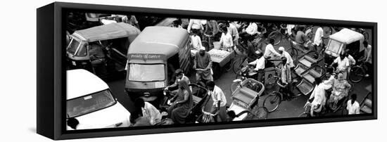High Angle View of Traffic on the Street, Old Delhi, Delhi, India-null-Framed Stretched Canvas