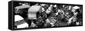 High Angle View of Traffic on the Street, Old Delhi, Delhi, India-null-Framed Stretched Canvas