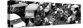 High Angle View of Traffic on the Street, Old Delhi, Delhi, India-null-Stretched Canvas