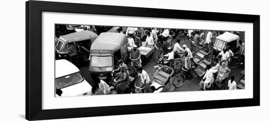 High Angle View of Traffic on the Street, Old Delhi, Delhi, India-null-Framed Photographic Print