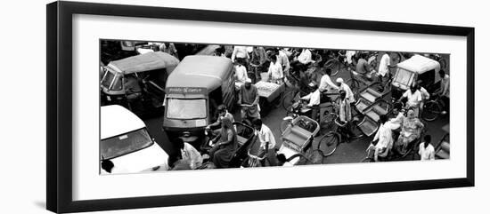 High Angle View of Traffic on the Street, Old Delhi, Delhi, India-null-Framed Photographic Print