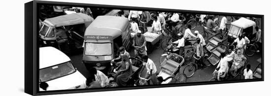 High Angle View of Traffic on the Street, Old Delhi, Delhi, India-null-Framed Stretched Canvas