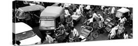 High Angle View of Traffic on the Street, Old Delhi, Delhi, India-null-Stretched Canvas