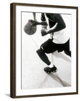 High Angle View of Two Mid Adult Men Playing Basketball-null-Framed Photographic Print