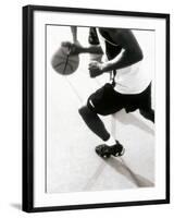 High Angle View of Two Mid Adult Men Playing Basketball-null-Framed Photographic Print