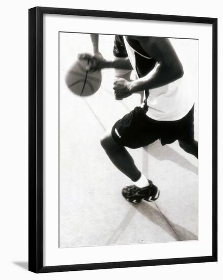 High Angle View of Two Mid Adult Men Playing Basketball-null-Framed Photographic Print