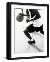 High Angle View of Two Mid Adult Men Playing Basketball-null-Framed Photographic Print