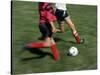High Angle View of Two People Playing Soccer-null-Stretched Canvas