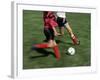 High Angle View of Two People Playing Soccer-null-Framed Photographic Print
