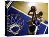 High Angle View of Two Young Women Playing Basketball-null-Stretched Canvas