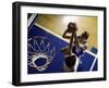 High Angle View of Two Young Women Playing Basketball-null-Framed Photographic Print