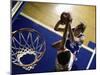 High Angle View of Two Young Women Playing Basketball-null-Mounted Photographic Print