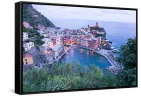 High Angle View of Vernazza, Cinque Terre, UNESCO World Heritage Site, Liguria, Italy, Europe-Peter Groenendijk-Framed Stretched Canvas