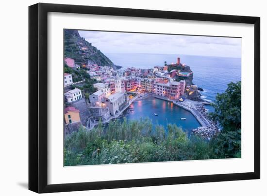 High Angle View of Vernazza, Cinque Terre, UNESCO World Heritage Site, Liguria, Italy, Europe-Peter Groenendijk-Framed Photographic Print