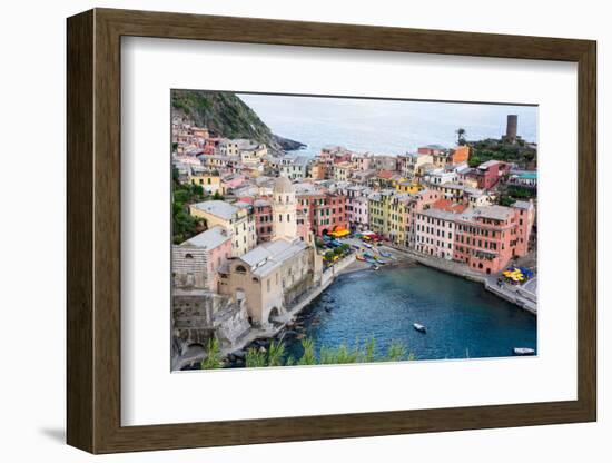 High Angle View of Vernazza, Cinque Terre, UNESCO World Heritage Site, Liguria, Italy, Europe-Peter Groenendijk-Framed Photographic Print