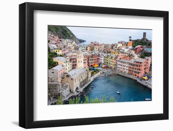 High Angle View of Vernazza, Cinque Terre, UNESCO World Heritage Site, Liguria, Italy, Europe-Peter Groenendijk-Framed Photographic Print